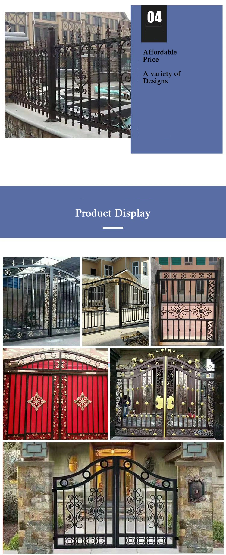 Automatic Interior/Sliding/Metal/Powder Coated Black Aluminium/Galvanised Steel/Garden/Wrought Iron/Sliding/Fence Driveway Gate for Residential/Garden/House