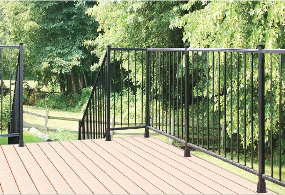 Flanged Residential Flat Top Aluminum Railing Fence for Balcony Garden Villa School