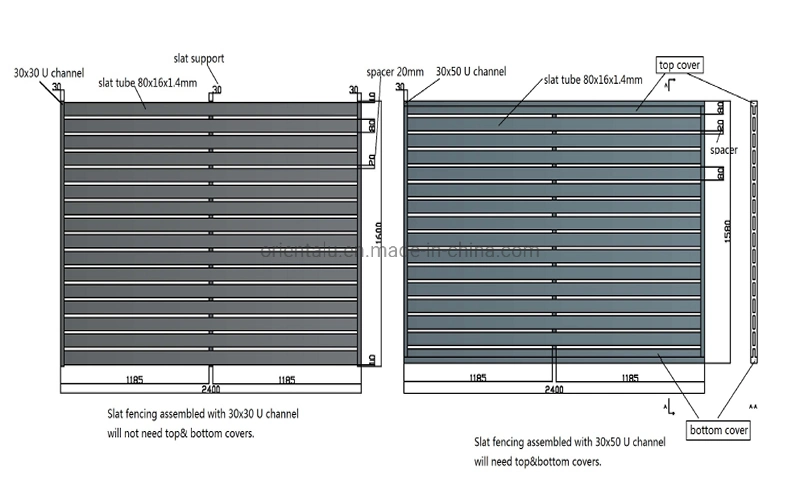 Residential/Commercial/Garden/Aluminium Slat Fence for UK Market