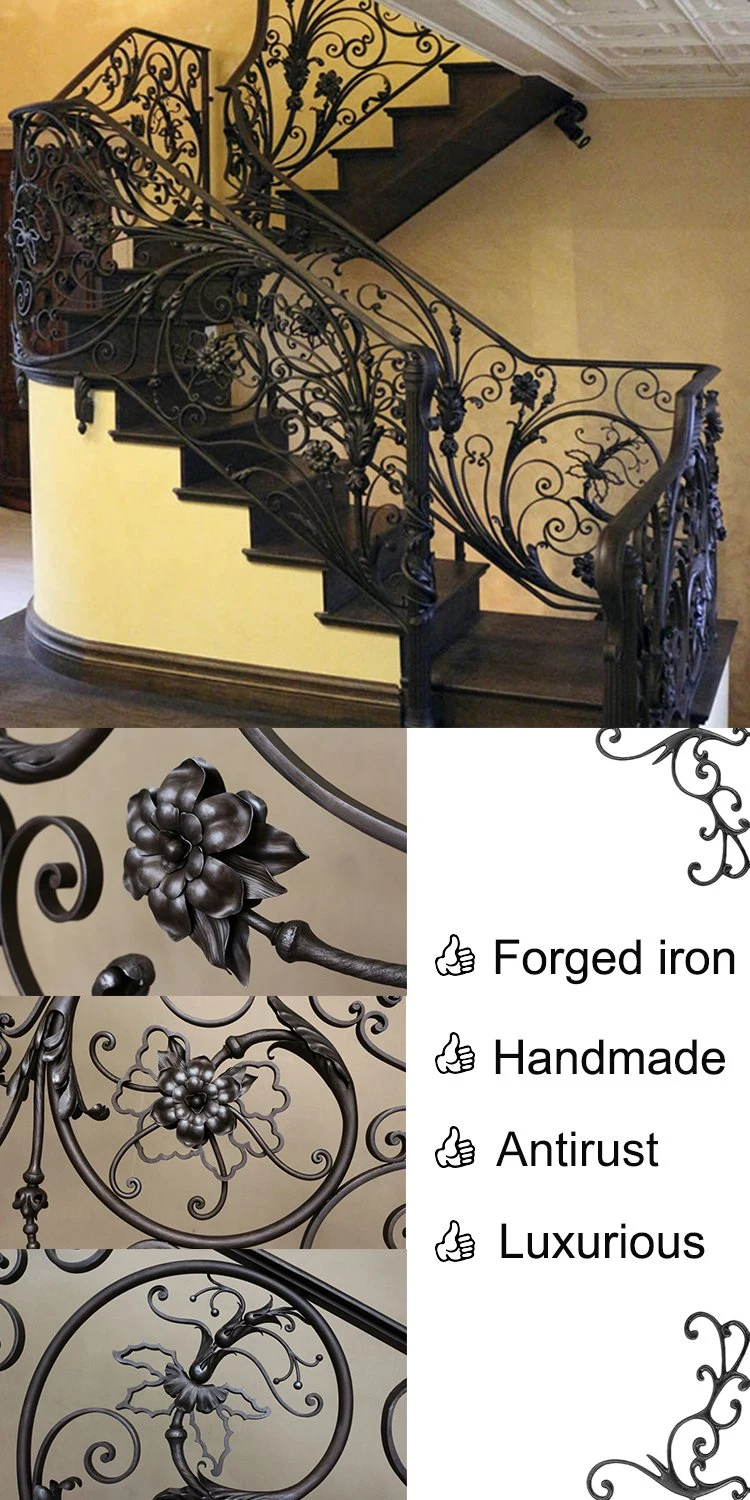 Edge Protection Continuous Stairs Handrail Wrought Iron Balustrade