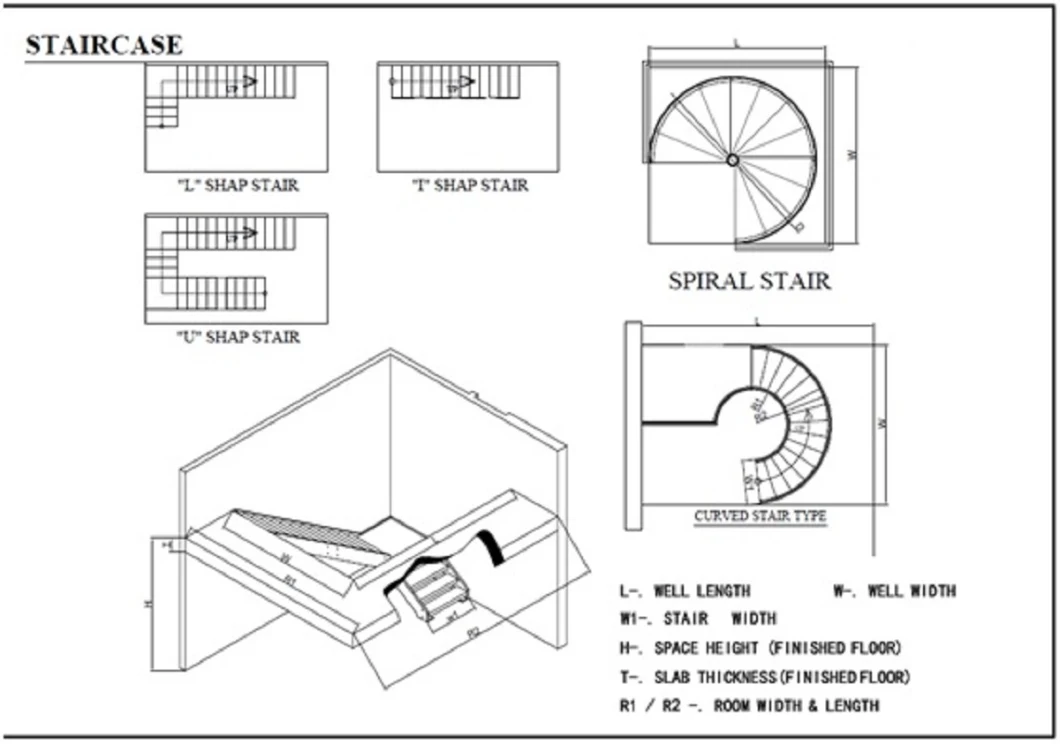 Indoor Metal Stringer Stairs Solid Wood Step Steel Stringer Straight Staircase