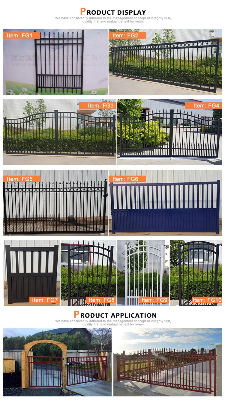 Customized Sliding/Metal/Powder Coated Black Aluminium/Galvanised Steel/Garden/Wrought Iron/Sliding/Fence Driveway Gate for Residential/Garden/House