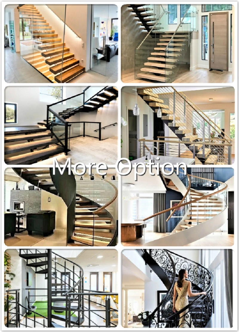 Commercial Metal Stairs Modern Indoor Stairs Design Customized U Shape Steel Staircase with Cable Railing Wood Stair Handrail