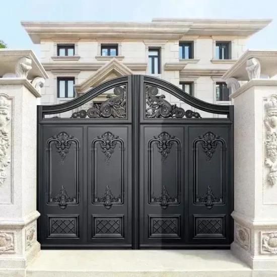 Cancello industriale a doppia anta per capannone da giardino in metallo moderno di alta qualità, ultimo design per la casa, cancello in alluminio