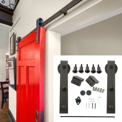 Kit hardware per porta scorrevole del fienile per porte in legno, montaggio superiore per porte in legno